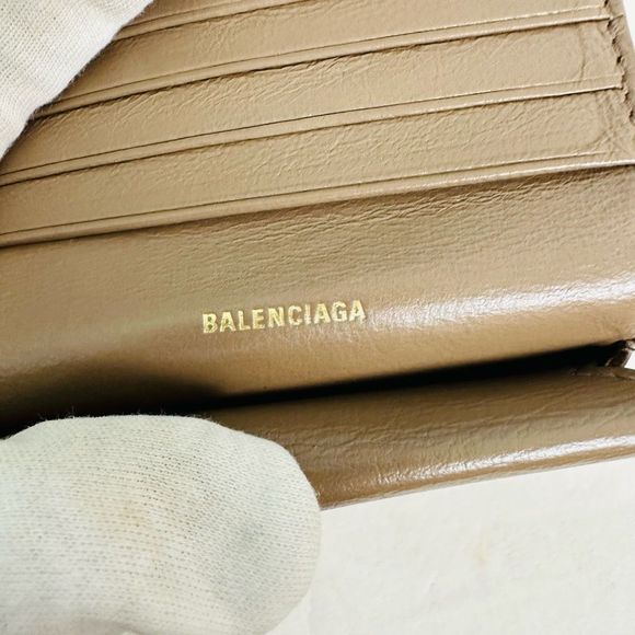 Balenciaga Signature BB Monogram Tan Brown Small Compact Wallet - Picture 9 of 11